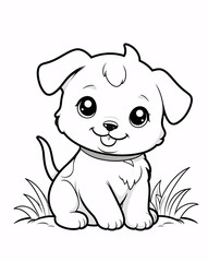 Obraz premium Fun and Whimsical Puppy Design in Line Art Style for Kids Coloring Book with Easy Details and Fun Shapes