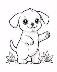 Obraz premium Fun Puppy Line Art Drawing for Kids Coloring Book with Simple Designs and Playful Details