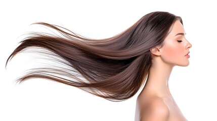 A woman with long brown hair