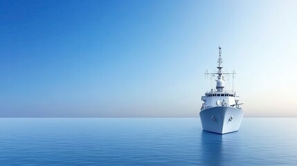 Majestic Warship at Sea Navy Frigate Ocean Blue Sky