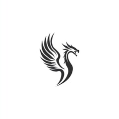 Obraz premium Winged dragon silhouette logo design.
