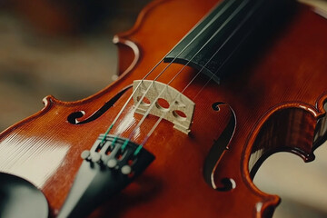 Fototapeta premium Violin strings highlight expert craftsmanship