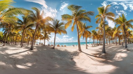 Obraz premium tropical beach with palm trees and clear blue sky