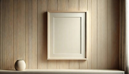A cream-colored photo frame beautifully set on a wooden surface in warm, minimal tones. The harmonious combination of soft hues and natural textures creates an inviting and elegant backdrop.