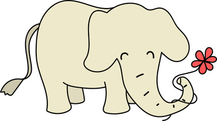 Obraz premium Cute elephant flower trunk wild animals cartoon happy smile character 