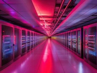 Fototapeta premium futuristic data center with colorful lighting