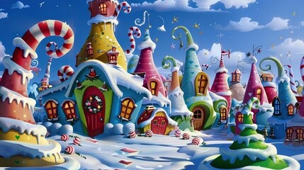 Photo backdrop Whoville fantasy christmas