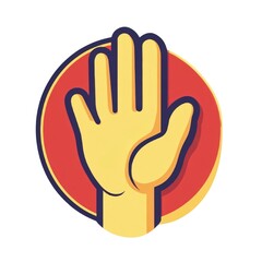 Obraz premium A stylized illustration of a hand raised in a stop gesture against a circular background.