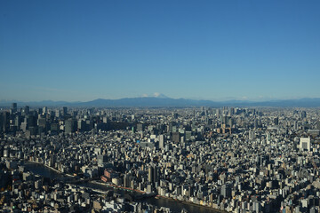 富士山と隅田川、東京スカイツリー天望デッキより