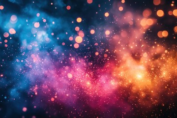 Fototapeta premium Vibrant Glowing Sparkling Colors, Abstract Blurred Lights in Cosmic Dust, Artistic Background, Glowing Concept
