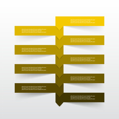 Step by step yellow infographic template with 9 steps, options, parts or processes.