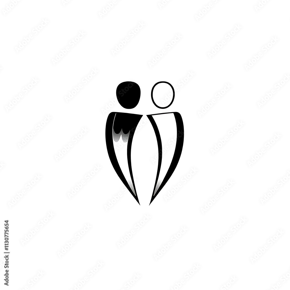 Poster symbolic unity: abstract couple icon