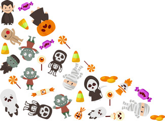 Fototapeta premium Cute Zombie Corner Border