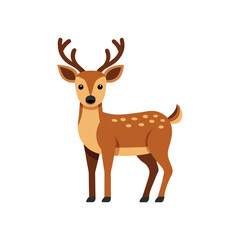 create a single flat clipart deer with rounded