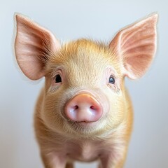 A close-up of a pig's face, isolated on a transparent background.