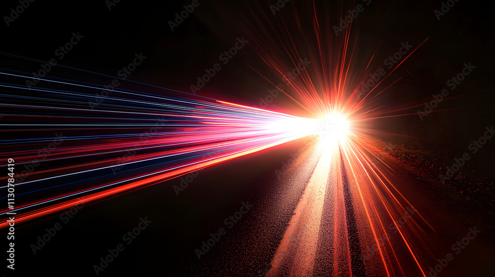 Poster laser beams luminous abstract sparkling isolated on a transparent background. trails of light left b
