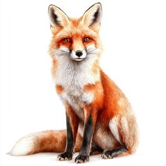 Obraz premium Stunning stock illustration featuring a hand-drawn watercolor wild fox.