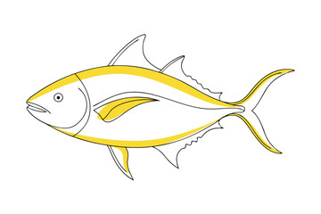 Fototapeta premium Yellowfin Tuna Line Drawing | Vector Art Illustration for Design