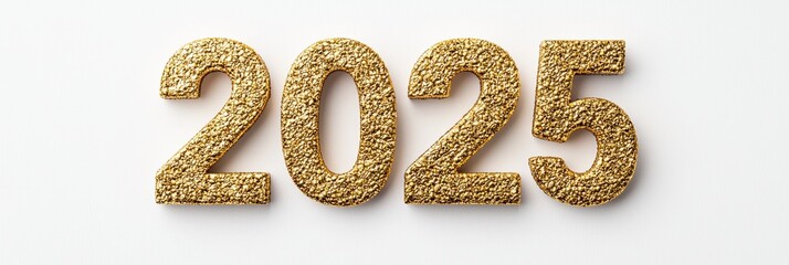 Shimmering gold digits displaying 2025, surrounded by twinkling confetti, representing the excitement and anticipation for the approaching New Year.