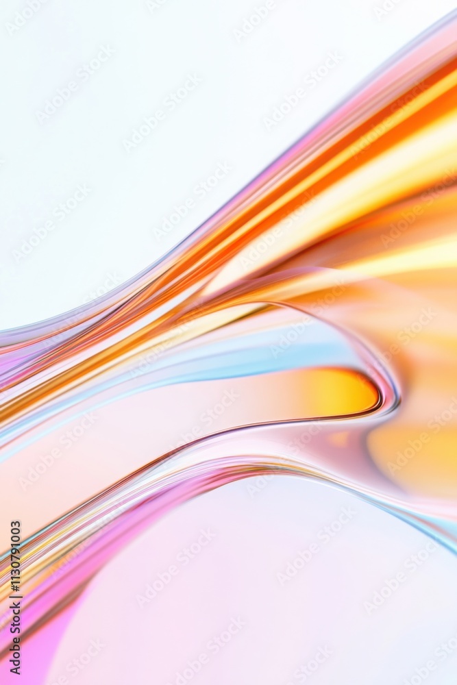 Aufkleber abstract holographic liquid shape with vibrant colors flowing on a white background, creating a dyna
