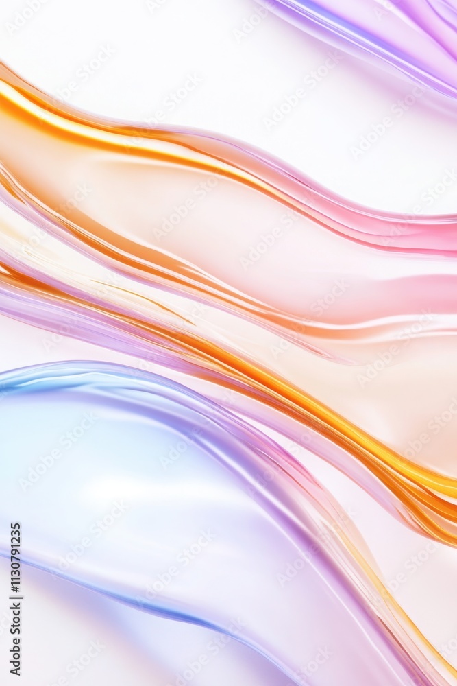 Poster abstract colorful holographic liquid shapes flowing on a white background, creating a vibrant and dy