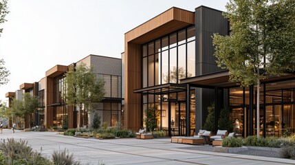 Fototapeta premium Contemporary architecture transforming urban retail and offices