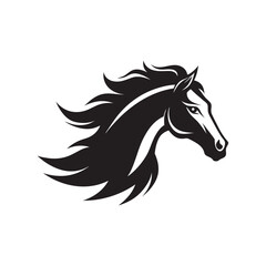 Fototapeta premium black mustang - horse side view vector silhouette