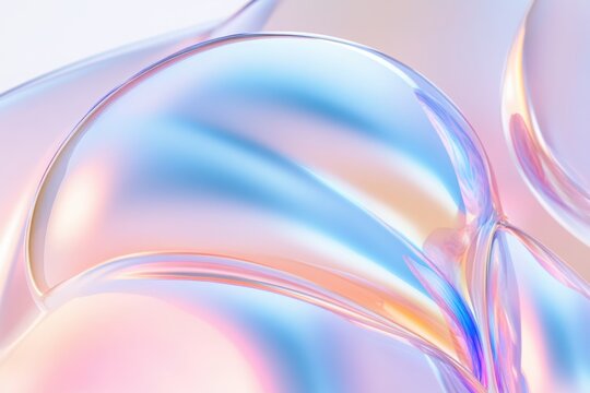Abstract background with holographic bubbles glowing with multiple pastel colors