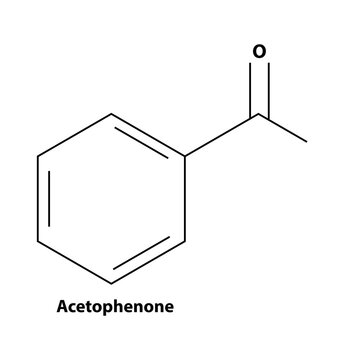 Acetophenone. chemistry Organic compound. black line vector 2d shape