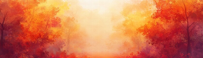 Fototapeta premium Vibrant Autumn Forest with Sunlight Filtering Through Colorful Leaves and Trees