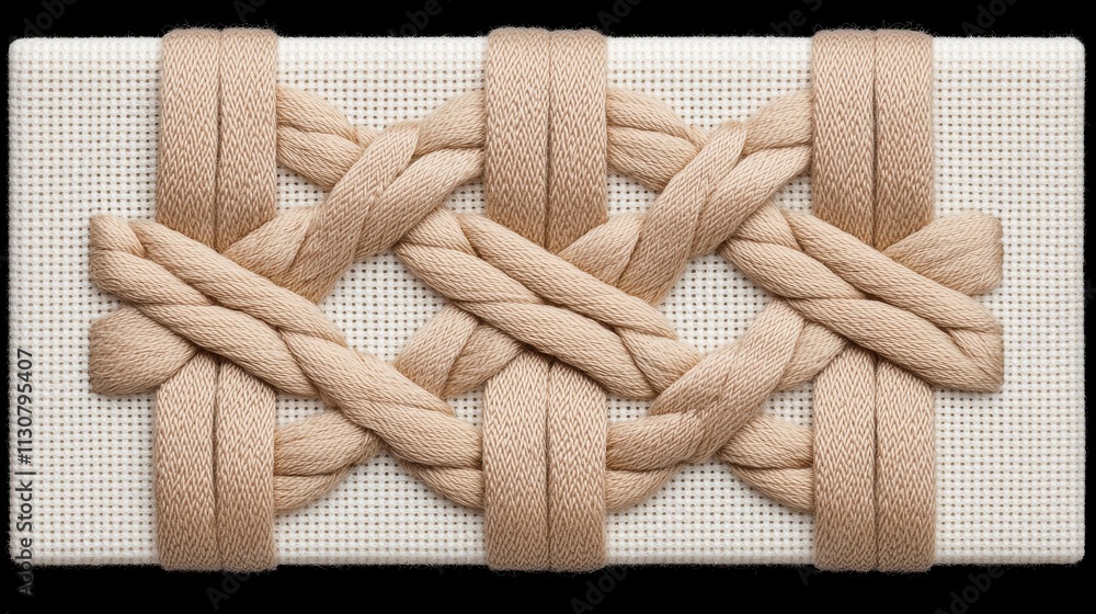 Poster intricate pattern of beige twisted rope on a textured background