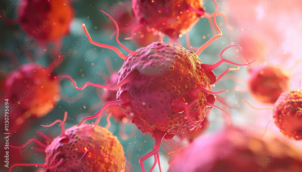 Poster microscopic image of multiple spiked red cells