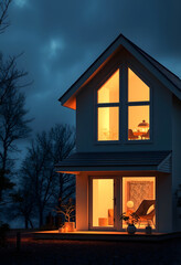 House energy efficiency, energy efficient rating class concept, eco home, ecological house renovation save cost, Backlit, with white tones