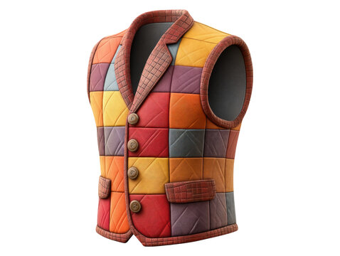 recommend clip art: Colorful Quilted Vest on Transparent Background for Fashion Designs