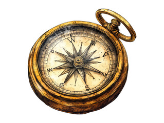 Vintage Compass on Transparent Background for Navigation and Adventure
