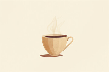 Obraz premium A coffee cup with a smooth handle and gentle steam rising, set against a crisp white background.