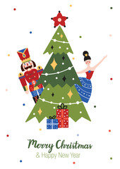 Cute Nutcracker. Cute Christmas interior poster. 