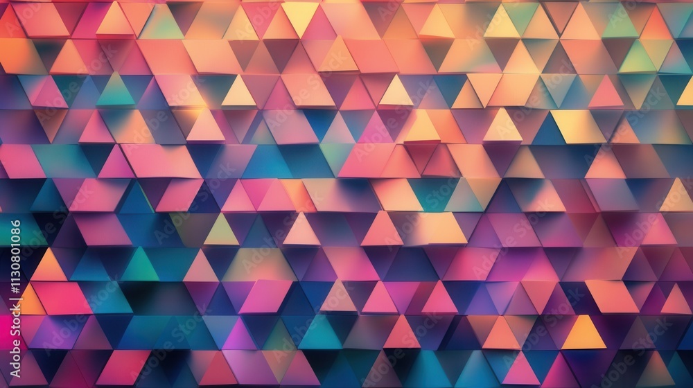 Aufkleber abstract geometric triangle pattern background warm hues digital art design texture