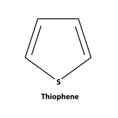 Thiophene. chemistry Organic compound. black line vector 2d shape