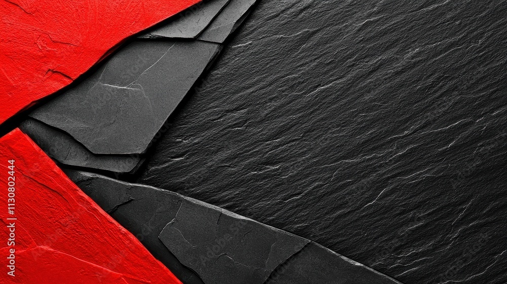 Poster textured red and black slate background with layered design elements