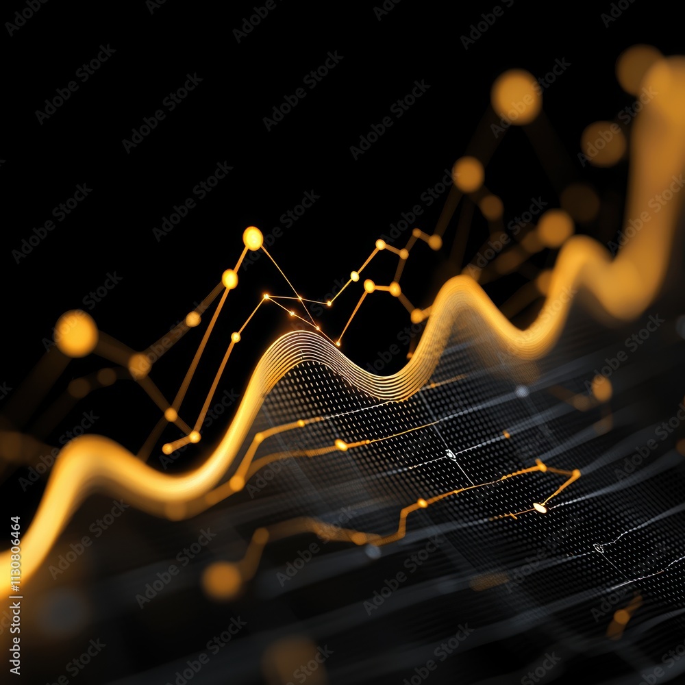 Poster abstract graph overlays with futuristic elements representing accounting trends and analytics in the