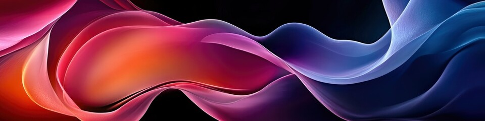 An abstract, colorful background with flowing shapes and colors, a dark background.