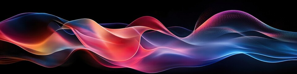 An abstract, colorful background with flowing shapes and colors, a dark background.