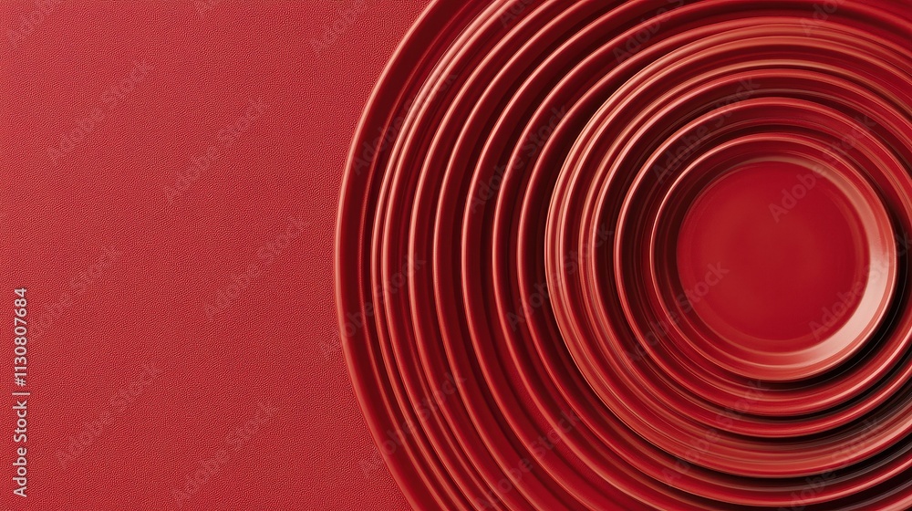 Poster Vibrant Red Circular Patterns Creating Depth and Texture in Design