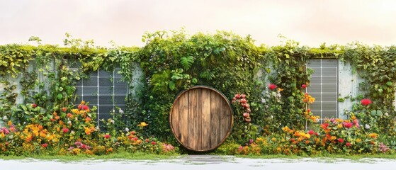 Naklejka premium [Eco-Home living landscaping] Green Globe Oasis in Lush Outdoor Space with Blurred Background and Natural Ambiance