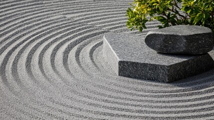 Naklejka premium Circular stone-like shapes mimicking zen garden patterns, ideal for serene wellness environments