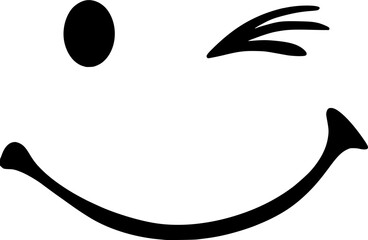 A Twinking smiley face Silhouette in white background