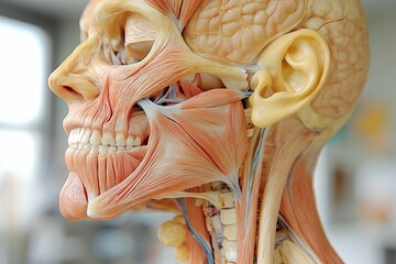 Human Anatomy Model: Detailed Head and Neck Muscles 