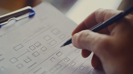 Questionnaire with checkboxes, filling survey form online, answer questions of test. Survey form concept.