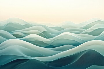 Obraz premium Explore a creative abstract showcasing dynamic communication waves smoothly blending into a peaceful and adaptable landscape, a symphony of connection and serenity This visual captures the essence of